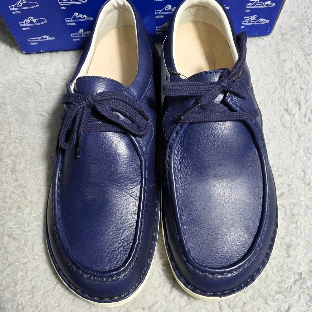 Birkenstock Pasadena Leather Moc Toe Derby Shoes Royal Blue Navy‎ EU 42 N M9 L11